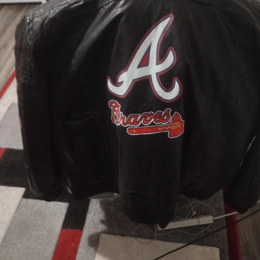 Atlanta Braves Black Leather Jacket with hood
